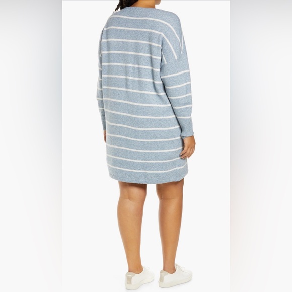 VERO MODA CURVE Doffy Stripe Long Sleeve Recycled Blend Sweater Dress - Picture 3 of 4